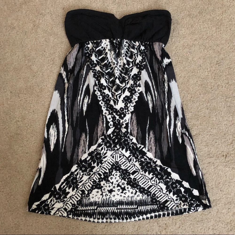 Billabong | Black strapless printed dress